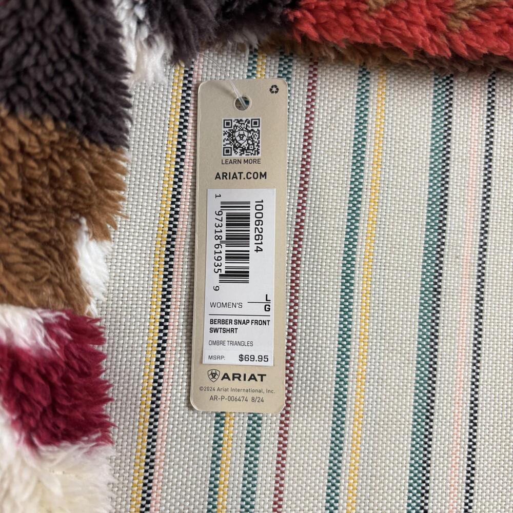 Ariat Sweatshirt Womens Large Multicolor Berber Snap Front Southwestern Fleece - Picture 2 of 11